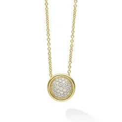 Sale 18K Gold Diamond Circle Pendant Necklace Gold