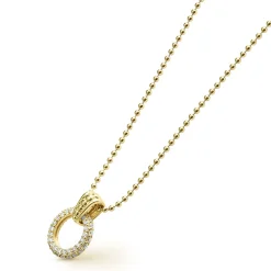 Fashion 18K Gold Diamond Circle Pendant Necklace Diamonds
