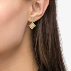 Flash Sale 18K Gold Diamond Drop Earrings Gold