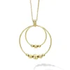 Clearance 18K Gold Double Circle Bead Pendant Necklace Gold