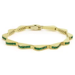 Best Sale 18K Gold Emerald Link Wave Bracelet Gold