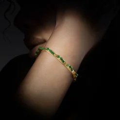 Best Sale 18K Gold Emerald Link Wave Bracelet Gold