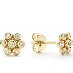 Best 18K Gold Flower Diamond Stud Earrings Diamonds