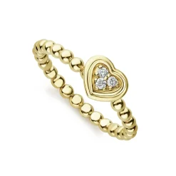 Sale 18K Gold Heart Diamond Ring Stacking Rings