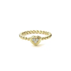 New 18K Gold Heart Diamond Ring Gold