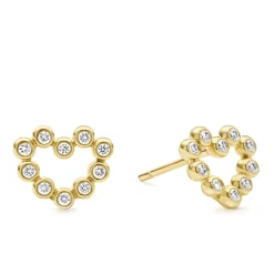 Best Sale 18K Gold Heart Diamond Stud Earrings Gold