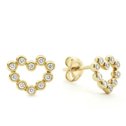 Best Sale 18K Gold Heart Diamond Stud Earrings Gold