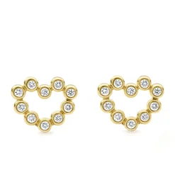 Best Sale 18K Gold Heart Diamond Stud Earrings Gold