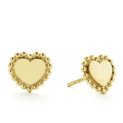 Cheap 18K Gold Heart Stud Earrings Gold