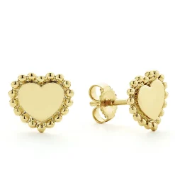 Cheap 18K Gold Heart Stud Earrings Gold