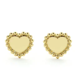 Cheap 18K Gold Heart Stud Earrings Gold