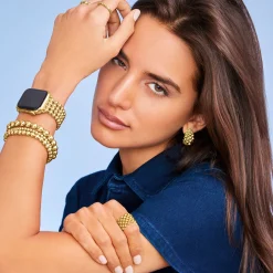 New 18K Gold Infinite Caviar Beaded Watch Bracelet - 38-45Mm Watch Bracelets