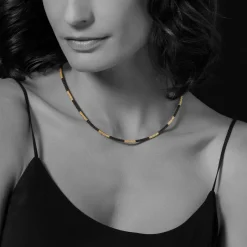 Cheap 18K Gold Large Station Ceramic Beaded Necklace | 3Mm Gold