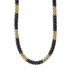 Cheap 18K Gold Large Station Ceramic Beaded Necklace | 5Mm Gold