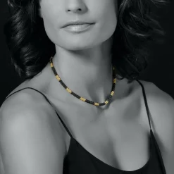 Cheap 18K Gold Large Station Ceramic Beaded Necklace | 5Mm Gold