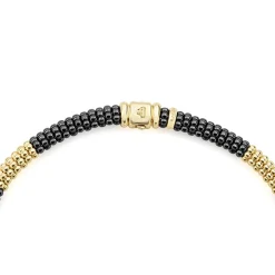 Fashion 18K Gold Large Station Ceramic Beaded Necklace | 9Mm Gold