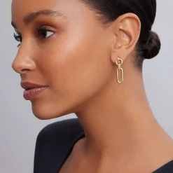 New 18K Gold Link Drop Earrings Drop Earrings