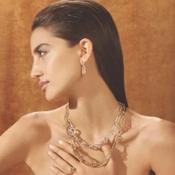 New 18K Gold Link Drop Earrings Drop Earrings