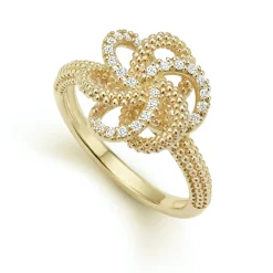 New 18K Gold Love Knot Diamond Ring Diamonds