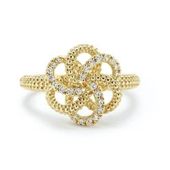 New 18K Gold Love Knot Diamond Ring Diamonds