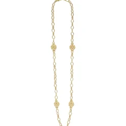 New 18K Gold Open Ball Link Necklace Gold