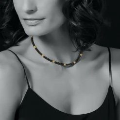 Cheap 18K Gold Small Station Ceramic Beaded Necklace | 5Mm Gold