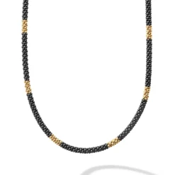 Sale 18K Gold Small Station Ceramic Beaded Necklace | 3Mm Gold