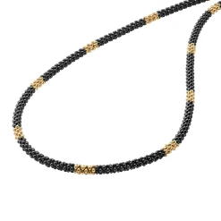 Sale 18K Gold Small Station Ceramic Beaded Necklace | 3Mm Gold