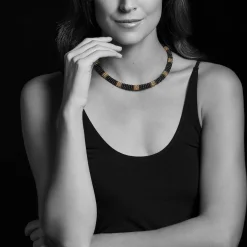 Fashion 18K Gold Small Station Ceramic Beaded Necklace | 9Mm Gold