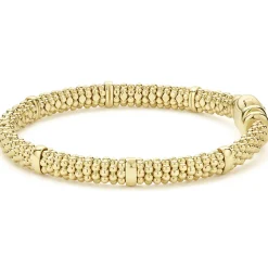 Fashion 18K Gold Station Caviar Bracelet | 6Mm Gold
