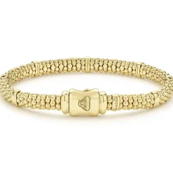 Fashion 18K Gold Station Caviar Bracelet | 6Mm Gold