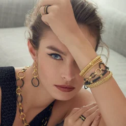 Fashion 18K Gold Station Caviar Bracelet | 6Mm Gold