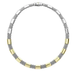 Discount 18K Gold Station Caviar Necklace | 12Mm Two-Tone