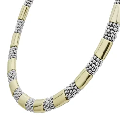 Discount 18K Gold Station Caviar Necklace | 12Mm Two-Tone