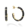 Store 18K Gold Station Ceramic Beaded Hoop Earrings Gold