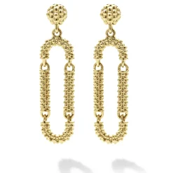 Cheap 18K Gold Superfine Caviar Drop Earrings Gold