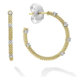 Clearance 18K Gold Superfine Diamond Hoop Earrings Diamonds