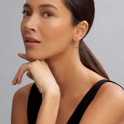 Fashion 18K Gold Superfine Diamond Hoop Earrings Gold