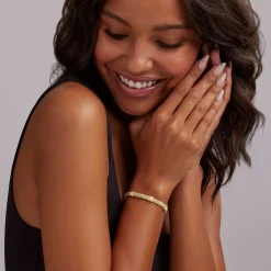 Sale 18K Gold Three Station X Diamond Caviar Bracelet | 6Mm Gold