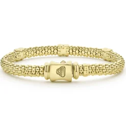Sale 18K Gold Three Station X Diamond Caviar Bracelet | 6Mm Gold