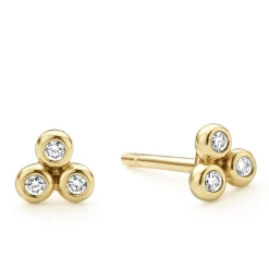 Store 18K Gold Triangle Diamond Stud Earrings Gold