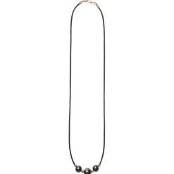 Best 18K Gold Triple Black Pearl Necklace Necklaces & Chains