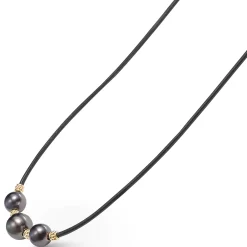Best 18K Gold Triple Black Pearl Necklace Necklaces & Chains