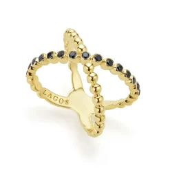 Outlet 18K Gold X Black Diamond Ring Gold