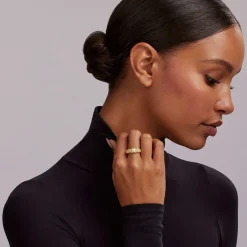 Hot 18K Gold X Caviar Diamond Ring Diamonds