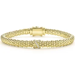 New 18K Gold X Diamond Caviar Bracelet | 6Mm Diamonds
