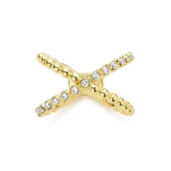 Cheap 18K Gold X Diamond Ring Gold