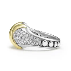 Fashion 18K Gold X Diamond Ring Two-Tone