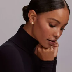 Hot 18K Gold X Diamond Stud Earrings Diamonds