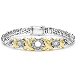 Cheap 18K Gold Xo Diamond Bracelet | 6Mm Two-Tone